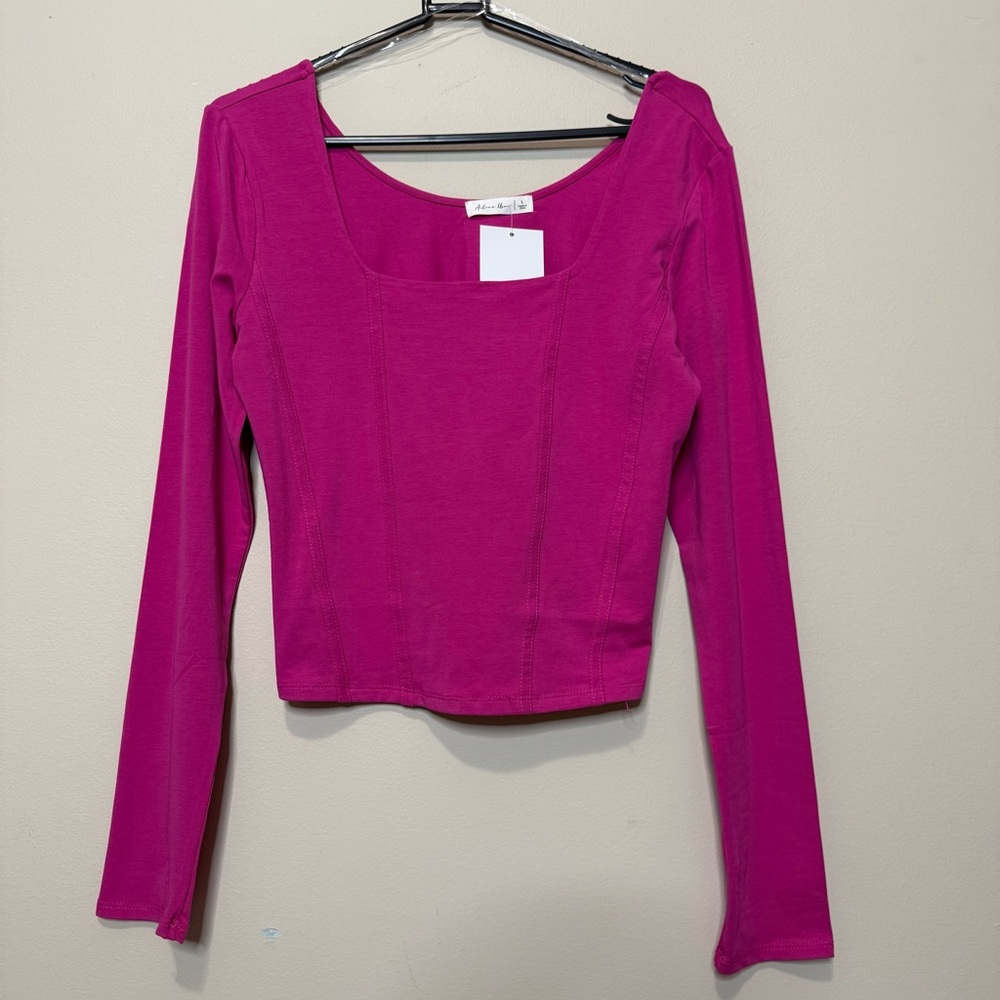 Active USA Fuchsia Long Sleeve Shirt